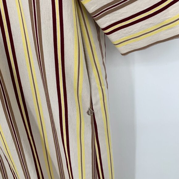 Otto D'Ame striped shirtdress dress midi yellow brown Italy boxy over-sized 2 - Picture 3 of 6